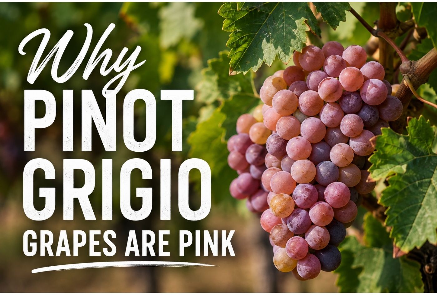 Pink Pinot Grigio grapes ripening on the vine before harvest